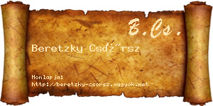 Beretzky Csörsz névjegykártya